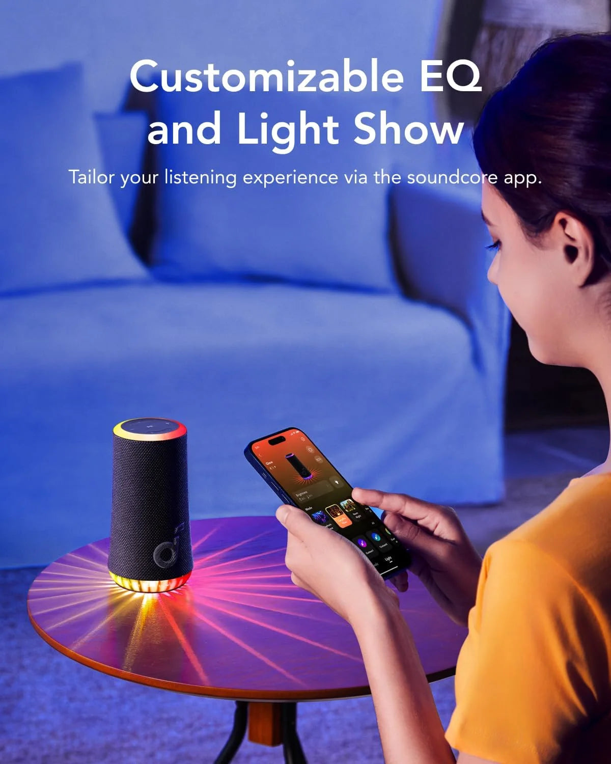 Glow Portable Speaker with 30W 360° Sound, Synchronized Radiant Light, 18H Playback,Ip67 Waterproof, New